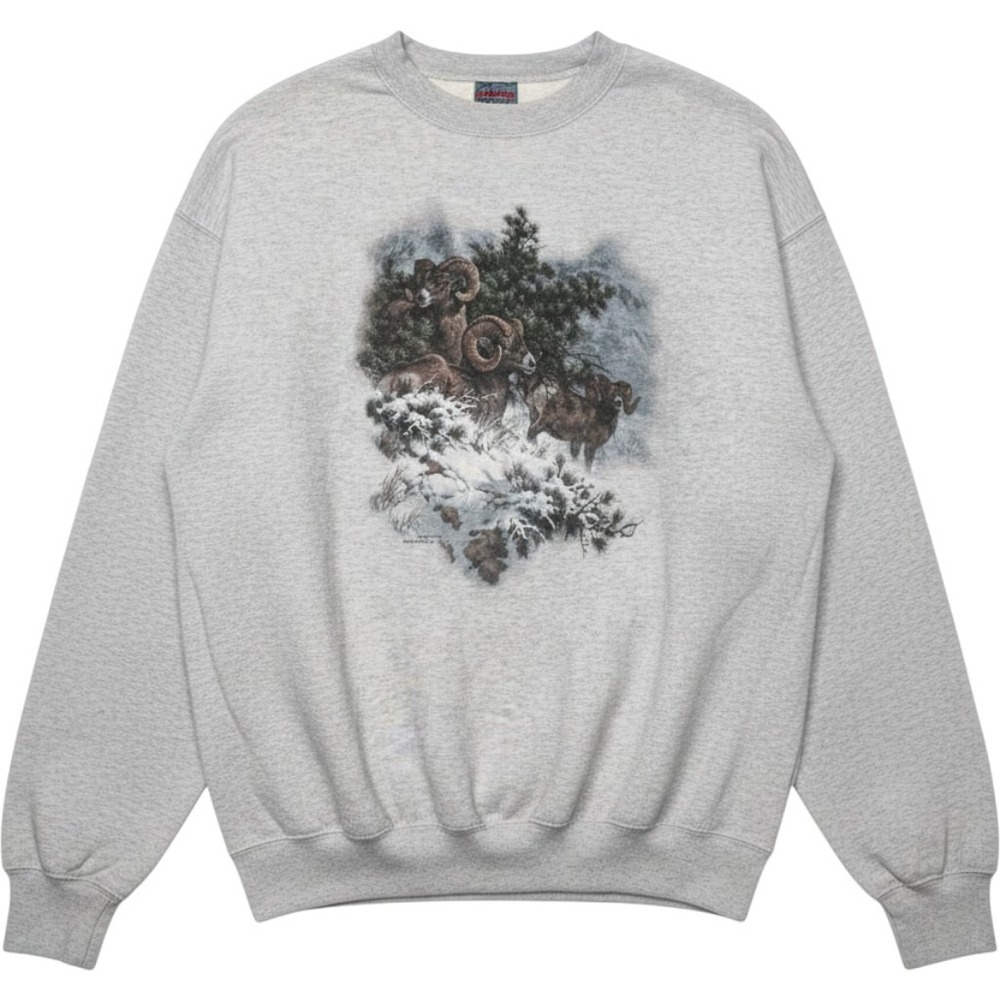 Vintage Colorado Bighorn Sheep Sweatshirt Gray Larry Fanning Art Medium 90s